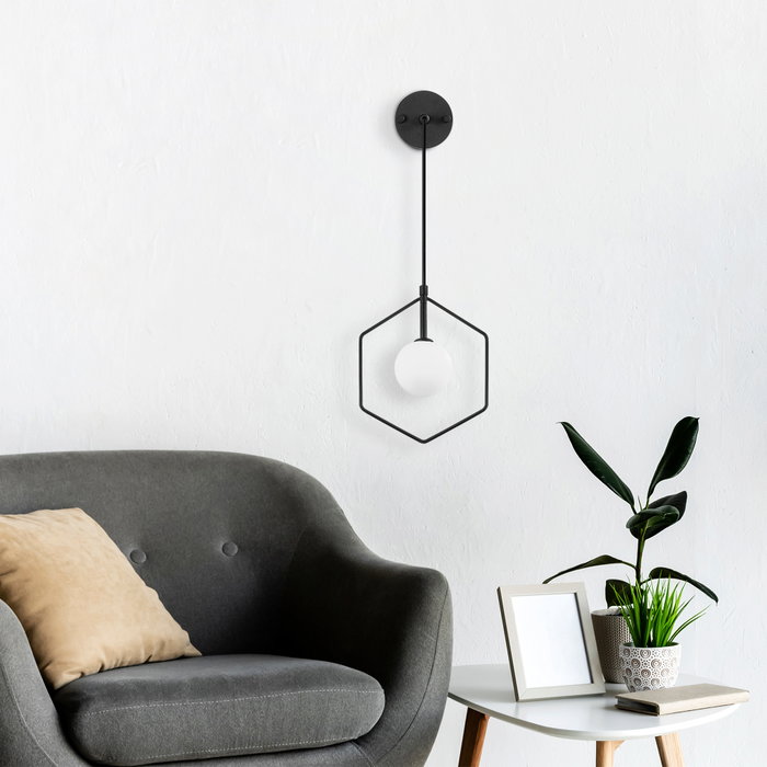 Opviq Geometri - 11105 Lámpara de pared ajustable blanco y negro